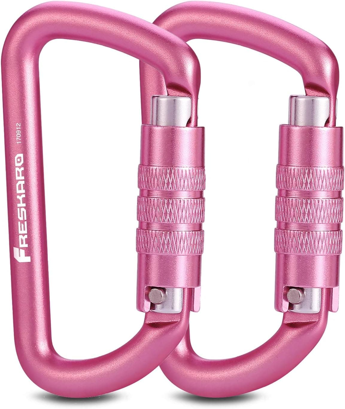 3inch Auto Locking Carabiner Clips, Solid D Shape Style, Heavy Duty Keychain Aluminum Carabiner - Holds a Maximum of 2698lbs, Lightweight 1.09oz, for Hammock, Hiking, Dog Leash Colors (Black, Pink)