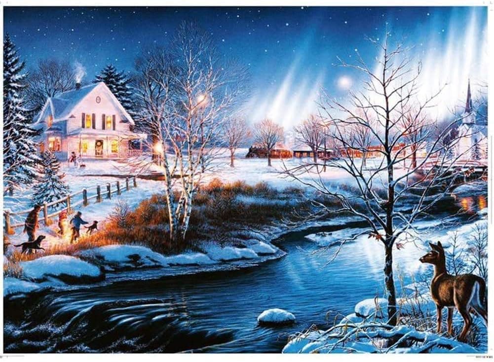 Meryi Snow Night Aurora Jigsaw Puzzles for Adults 1000 Piece, Adult Children Intellective Educational Toy DIY Collectibles Modern Home Decoration