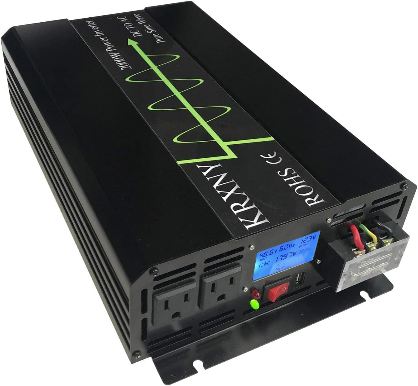KRXNY 2000 Watt Off Grid Pure Sine Wave Inverter Peak Power 4000W 48V DC to 110V 120V AC with LCD Display