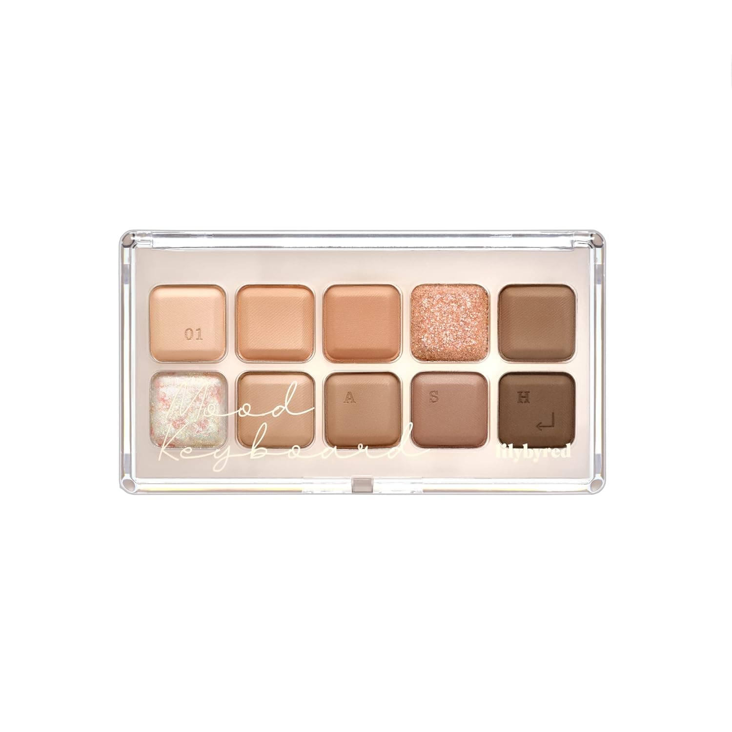 lilybyred Mood keyboard eyeshadow palette | Soft neutral ash color, Long-Wearing, glitter, Clear watercolor | Palette With Easy Color Matching For All | K-beauty (01#Ash Cinnamon)