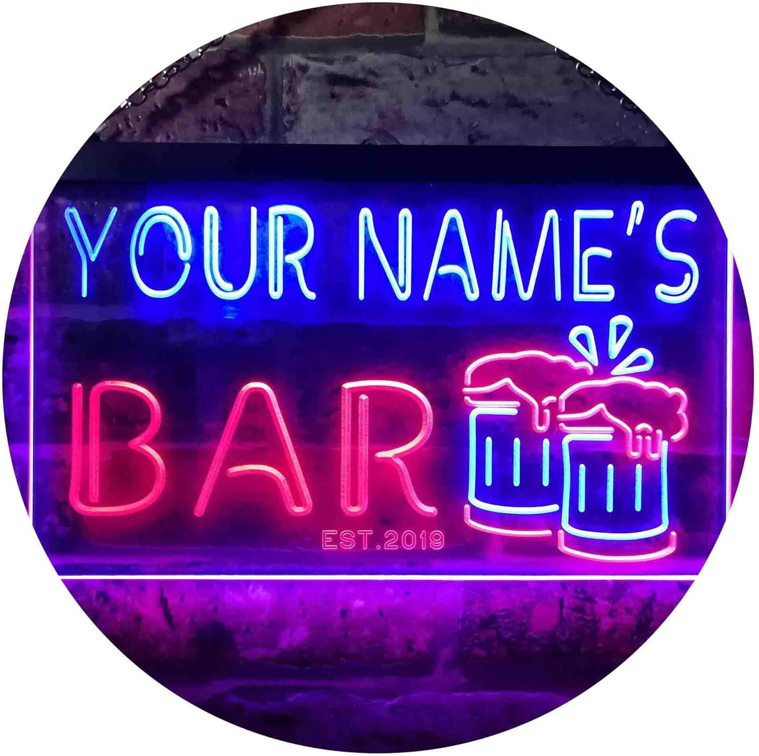 ADVPRO Personalized Your Name Est Year Theme Bar Beer Mug Decoration Dual Color LED Neon Sign Red & Blue 16" x 12" st6s43-w1-tm-rb