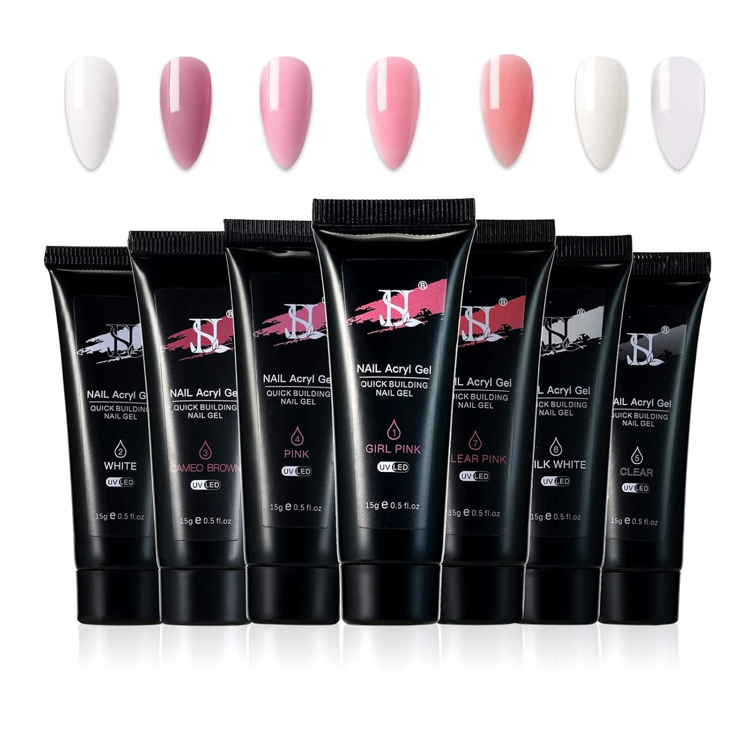 Poly Gel Nail Kit, 7 Colors Nail Extension Glue Set Solid Crystal for Nail Art Design Nail Manicure
