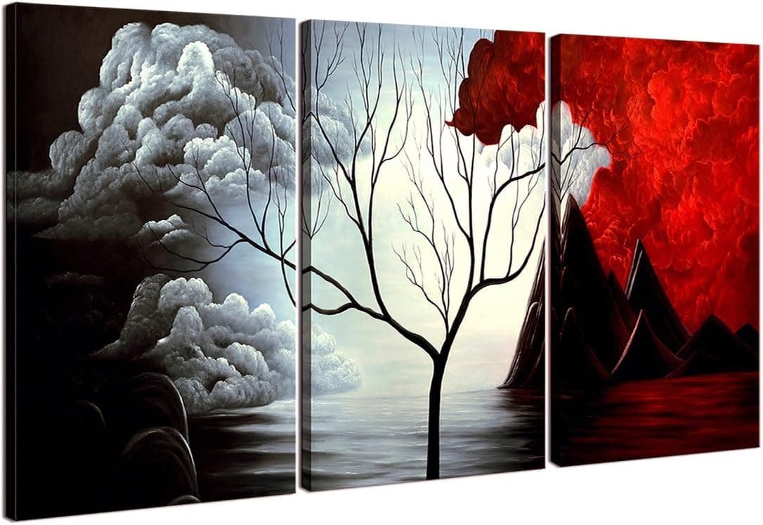 Home Art - Abstract Art Modern Art Giclee Canvas Prints Framed Canvas Wall Art for Home Decor Perfect 3 Panels Wall Decorations Abstract Paintings for Living Room Bedroom Dining Room Bathroom Office