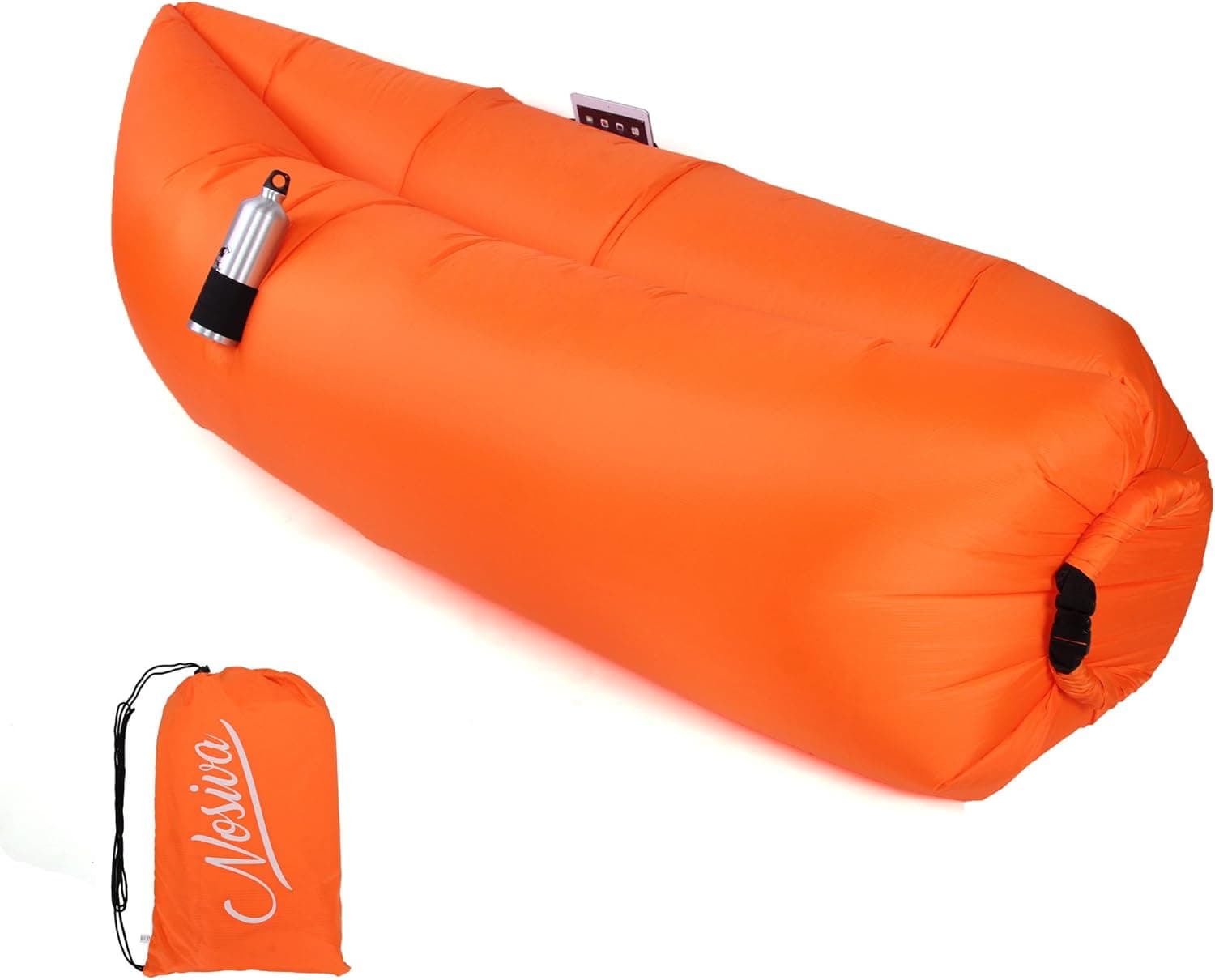 Inflatable Couch Air Lounger Super Strong Material Lightweight Portable Easy Inflatable Lounger (Orange)