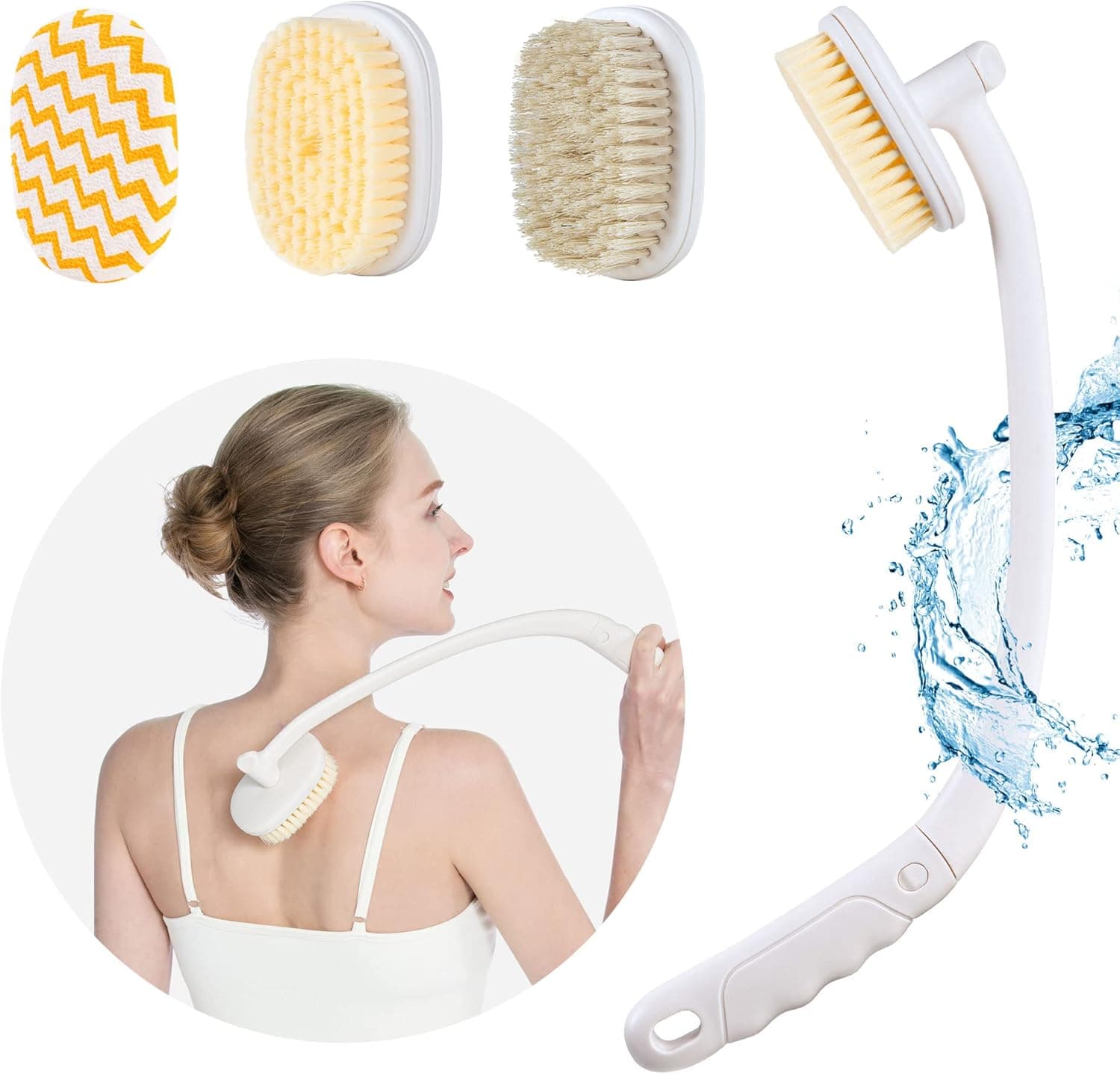 3 in 1 Back Scrubber for Shower, 20.5” Shower Brush for Body, Back Brush Long Handle for Shower Suitable for Women, Men, Elderly, Limited Mobility Disabled (Shower Brush)