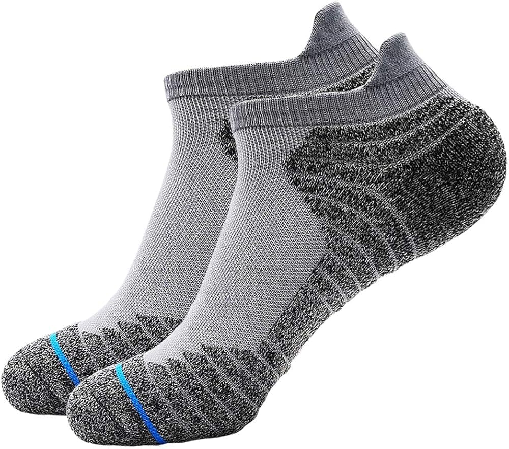 Men's and Women's 2-Pack Grey Padded Compression Low-Cut Running Workout Sports Socks, Size 6-11