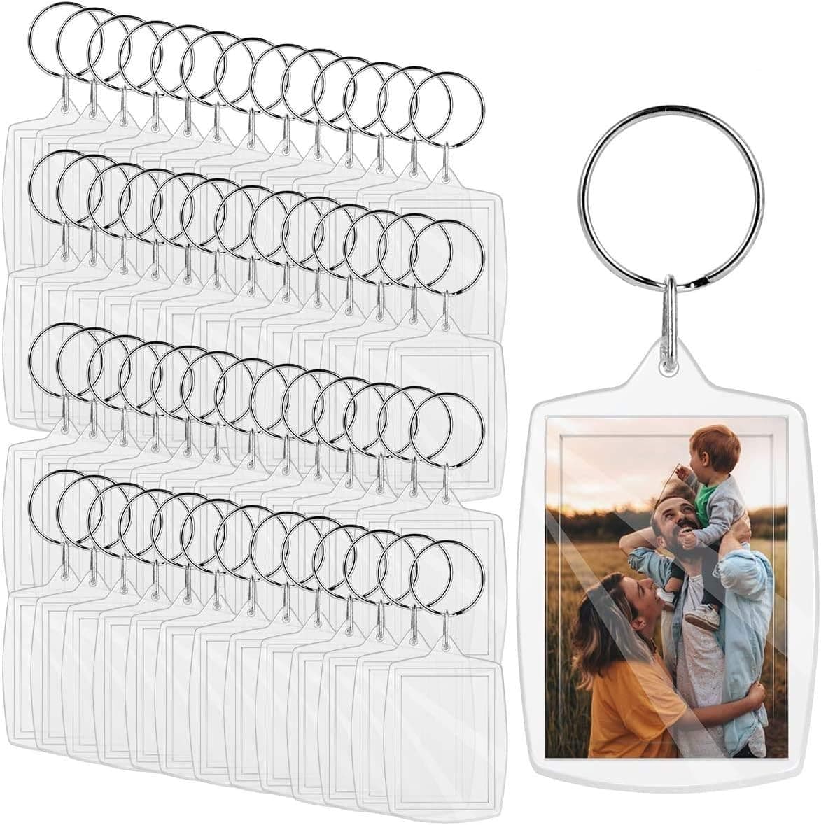 Yinuoday Blank Photo Keychain Keyring Acrylic Photo Insert Keychain Rectangle DIY Gift