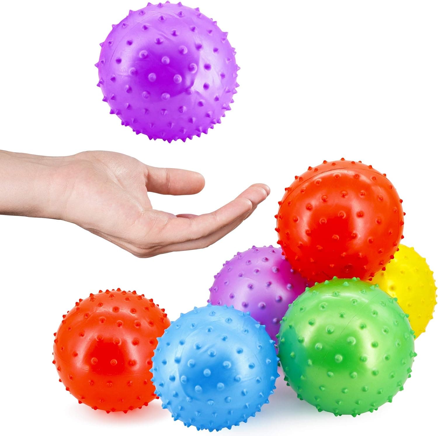 Srenta 7" Knobby Ball, Indoor/Outdoor Sports Game Fun for Kids and Adults | Sold in Deflated Assorted Colors, Pack of 12