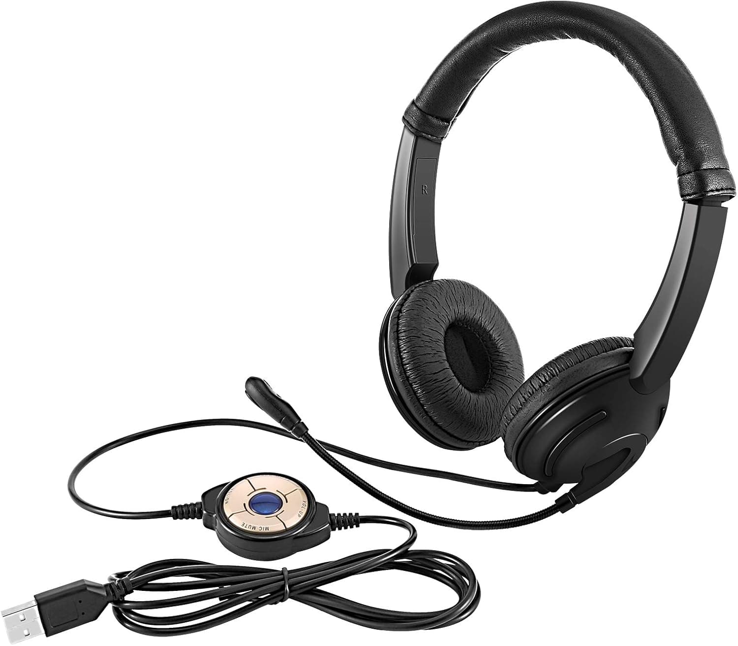 Computer Headset USB Headset with Microphone Noise Cancelling, Lightweight PC Headset Wired Headphones,Call Center,Business Headset,Webinar