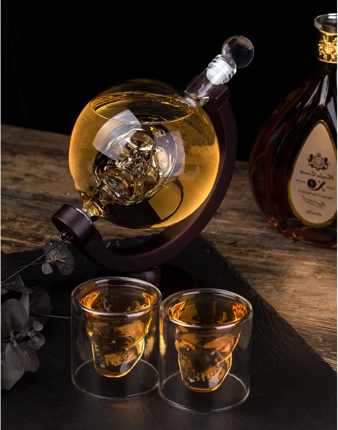 Skull Globe Glass Whiskey Decanter Set for Liquor,Vodka,Gifts for Men