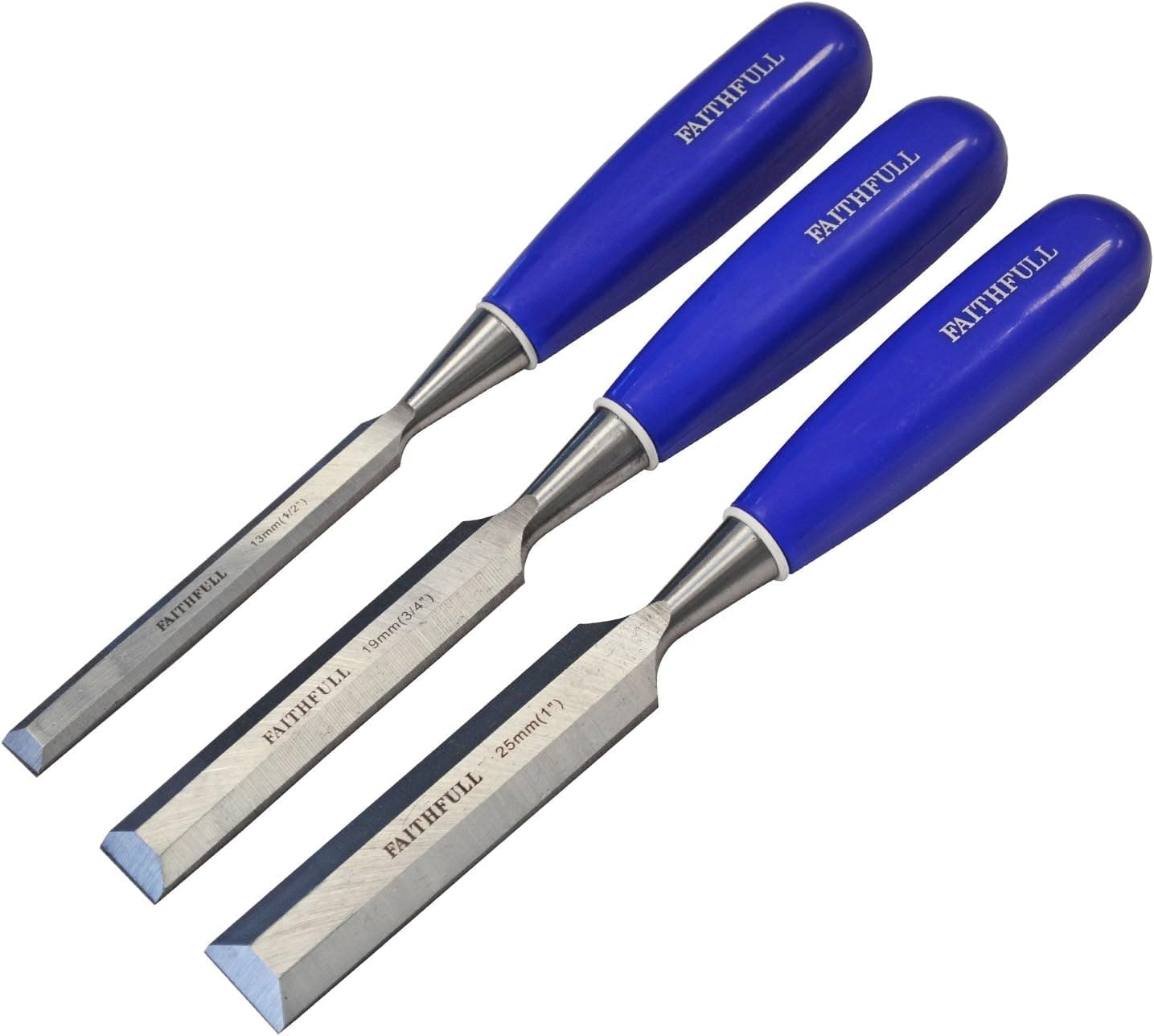 Faithfull Blue Bevel Edge Chisel (Set Of 3) - Blister Carded