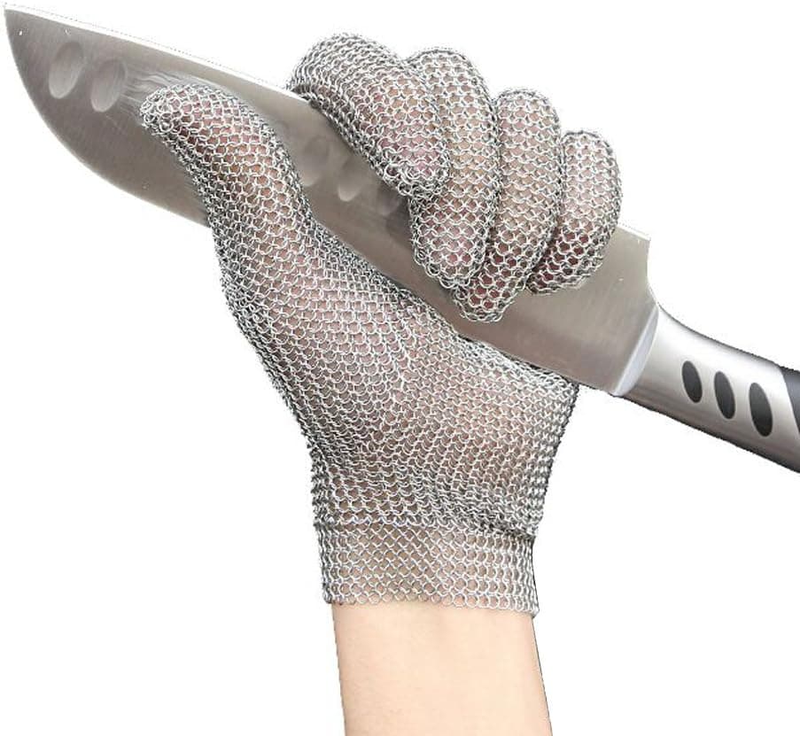 Anself Stainless Steel Mesh Gloves, Cut Resistant Gloves for Kitchen Butcher Working Safety