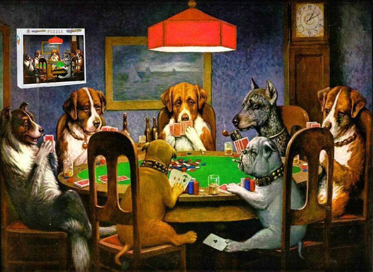 Logicpuz 500 Pieces Jigsaw Puzzle for Adult-A Friend in Need Cropped Dogs Poker Cheat Wood Puzzle