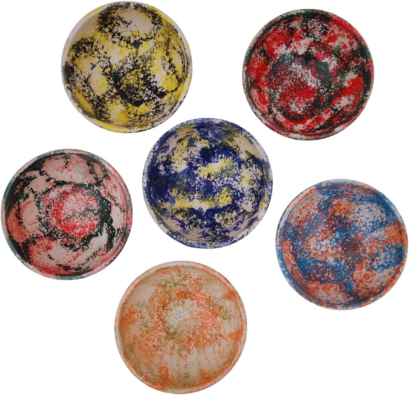 Ayennur Decorative Turkish Ceramic Bowl Set of 6 Serving-Handcrafted(3.14''- 8cm) 2.5oz Pinch sauce Multicolor Dipping Finger Small Serving Charcuterie Bowls