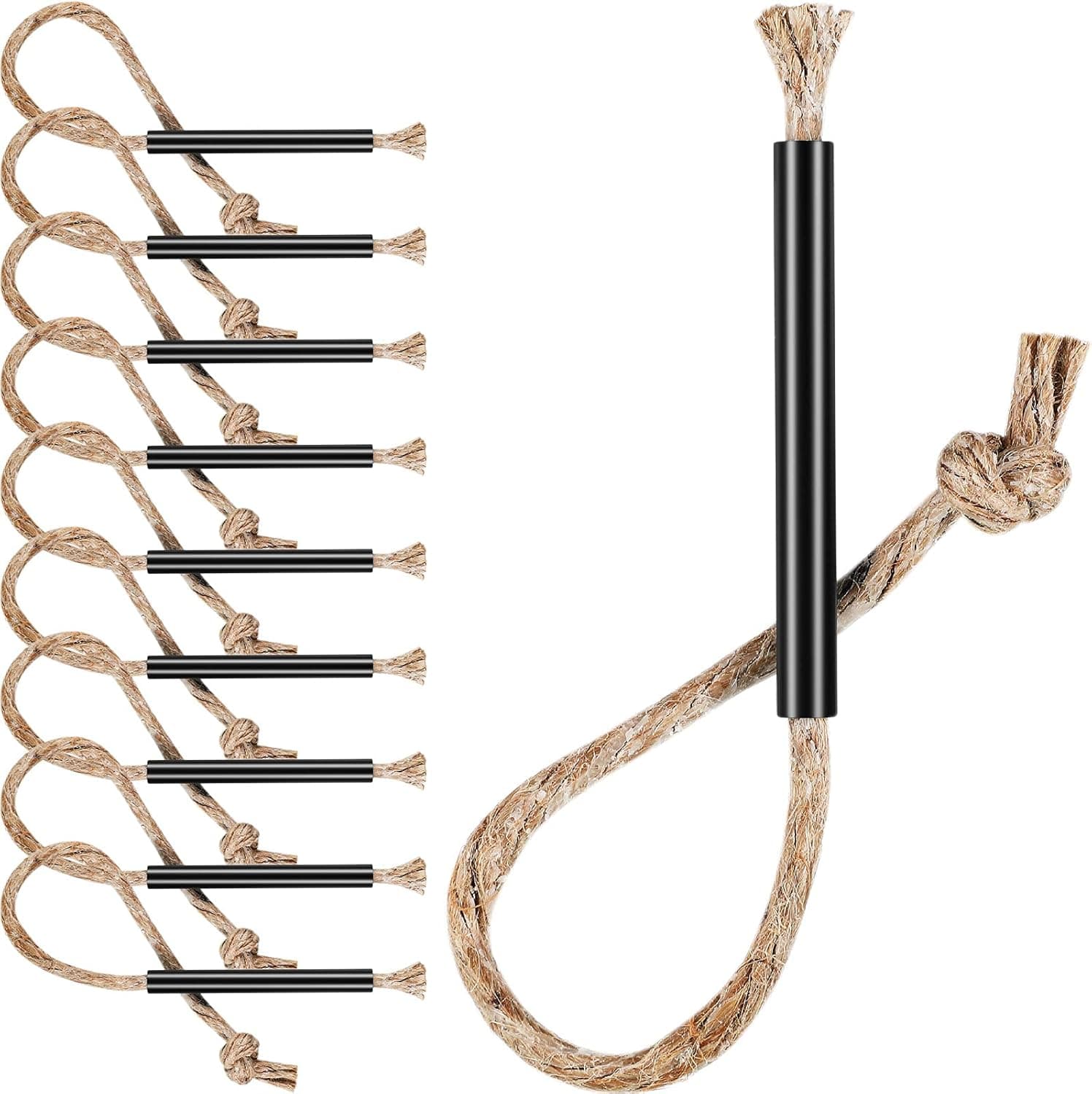 10 Pcs Tinder Fire Starter Rope with 10 Pcs Aluminum Sleeve Tinder Tube Waterproof Wax Wick Survival Wick Cords Fire Starter Accessory for Fire Starting When Camping Hiking Trekking Outdoor Adventure