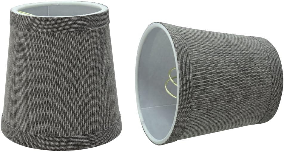 Aspen Creative 32716-2 Small Hardback Empire Shape Chandelier Clip-On Lamp Shade Set (2 Pack), Transitional Design in Grey, 4" bottom width (3" x 4" x 4")