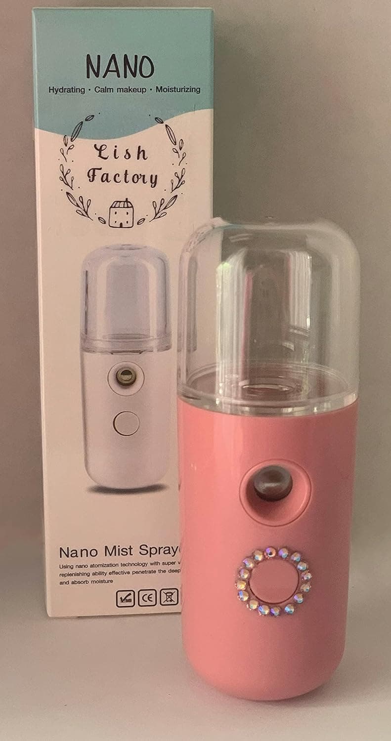 Nano Mist Spray Bottle Portable Sanitizer Spray Bottle USB Rechargeable Facial Mist Sprayer Premium Quality Skin Moisturizer Sprayer Bottle Nano Mister for Personal Care, Phone (Pink)
