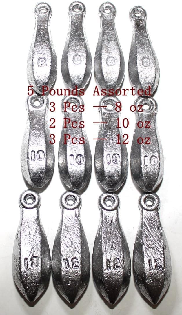 Kathy store INC Bulk Bullet Weights Bank Fishing Sinkers - Assorted Weights (5 LB-8oz oz oz) + Free Small Scissors
