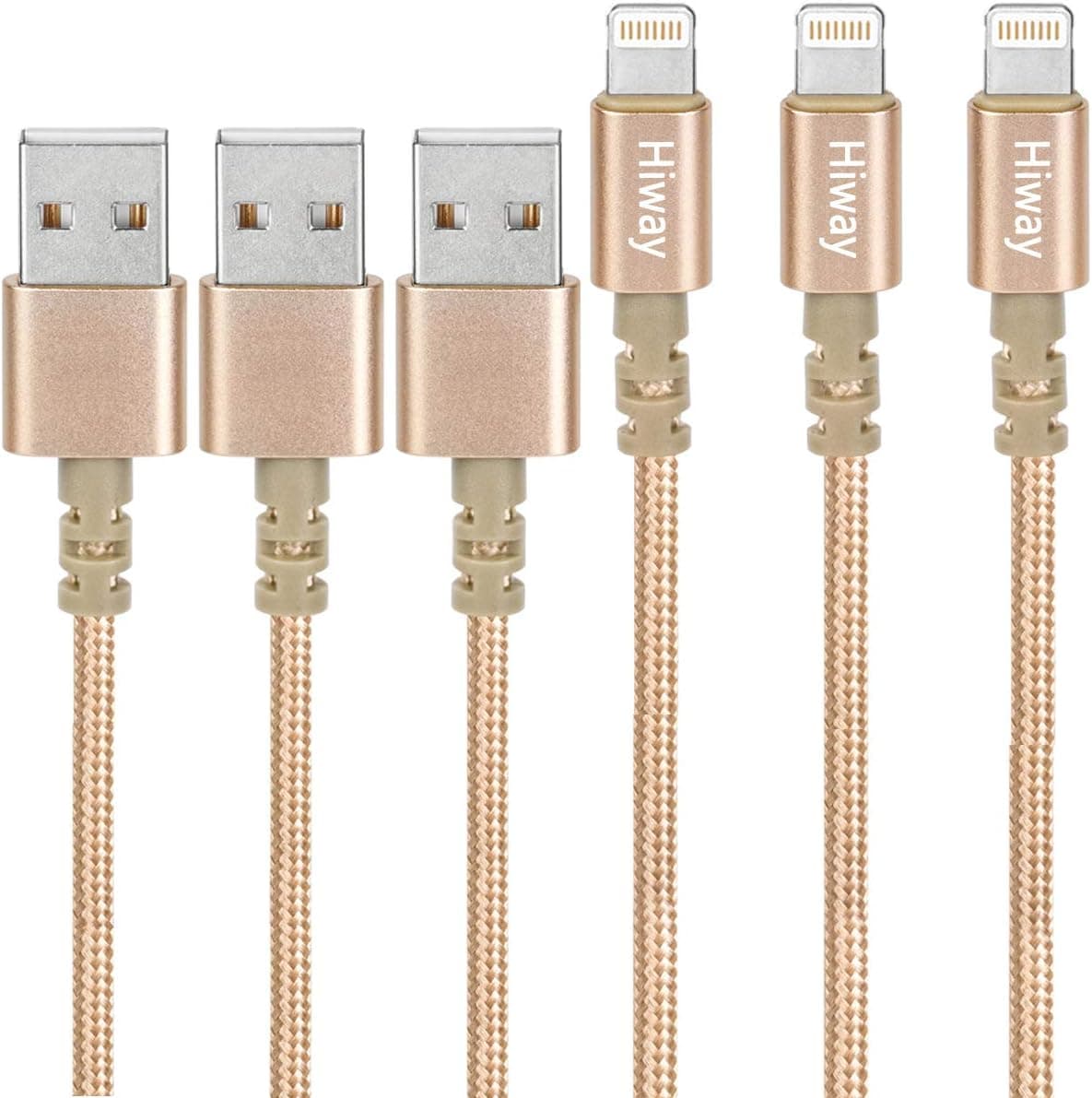 Hiway for iPhone Charger,Lightning Cable Nylon Braided USB 3PACK 6FT Fast Charging High Speed Data Sync Cord Compatible with iPhone 8/8 Plus/7/7 Plus/6/6s/6 plus/6s Plus/ 5s/5c,iPad, iPod and More