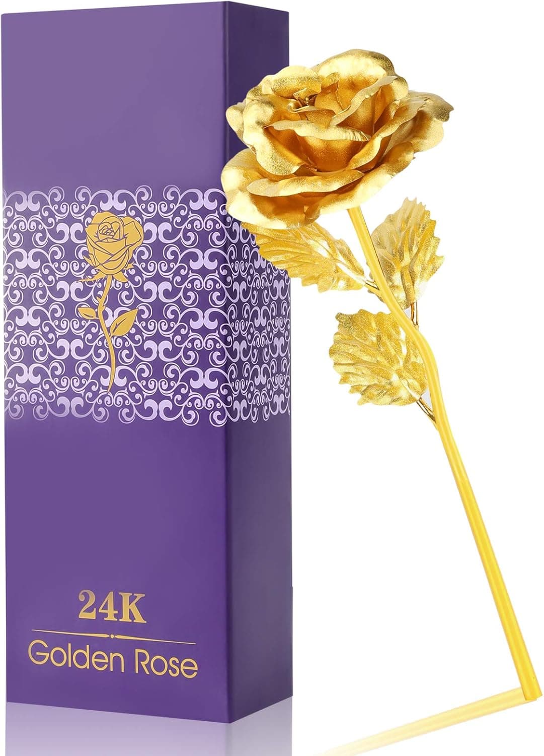 LOVEINUSA Golden Rose, 24k Gold Rose Flower with Luxury Gift Box Great Gift Idea for Mom Birthday Gifts, Mother's Day, for Women Mom Wife Girlfriend Grandma