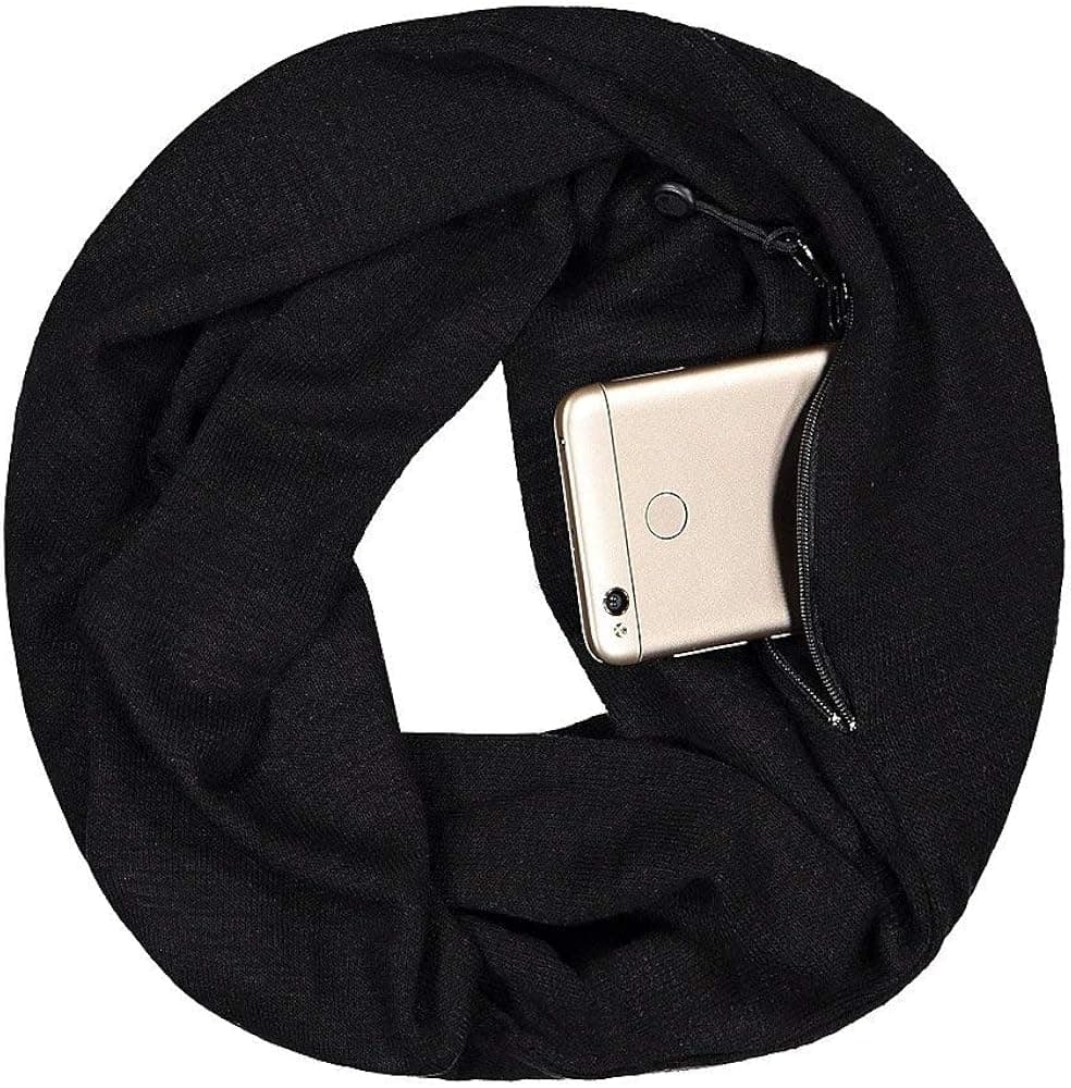 Pop Fashion Travel-in-Style Pocket Scarf - Lightweight Heathered Travel Scarves, Infinity Scarves with Zipper Pockets