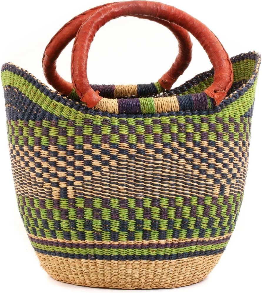 Fair Trade Ghana Bolga African Medium Yikene Tote 12-15" Across, 65841
