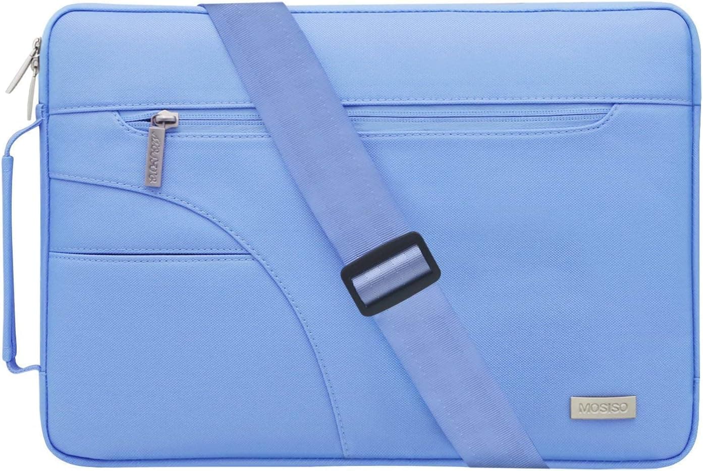 MOSISO Laptop Shoulder Bag Compatible with 15-15.6 inch MacBook Pro, Ultrabook Netbook Tablet, Polyester Protective Briefcase Carrying Handbag Sleeve Case Cover with Side Handle, Serenity Blue