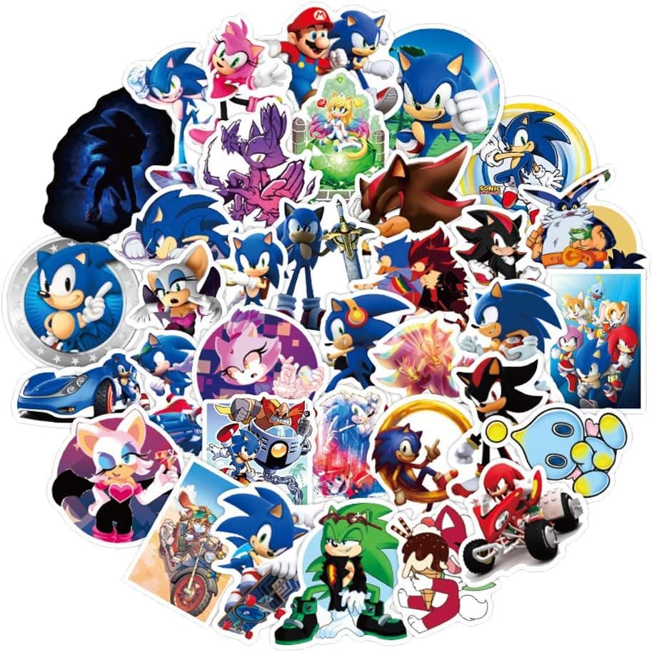 50PCS Waterproof Colorful Sonic The Hedgehog Stickers for Children Teens,Girls, Perfect for Car, Laptop, Luggage, Bicycle