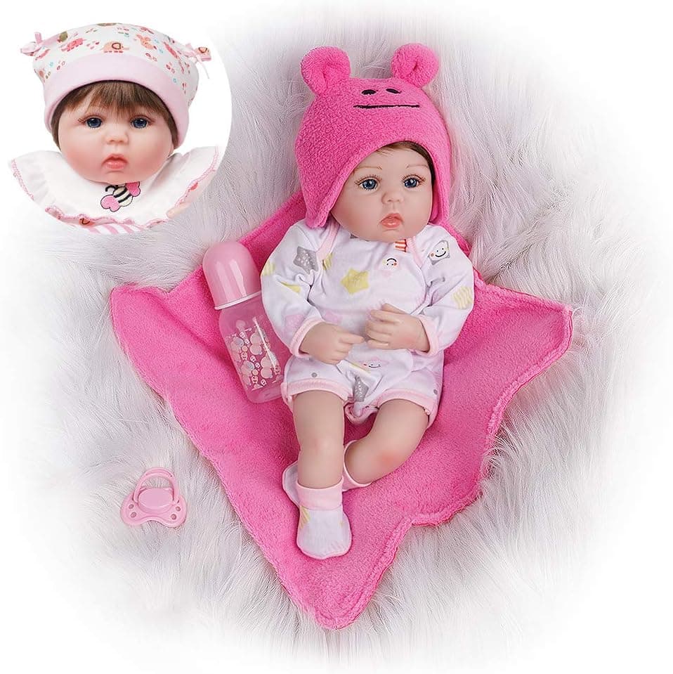 Yesteria Reborn Baby Doll, 16 Inch Realistic Silicone Baby Doll, Weighed Reborn Girl Doll 2 Sets Outfits, with Accessories and Certificate of Adoption