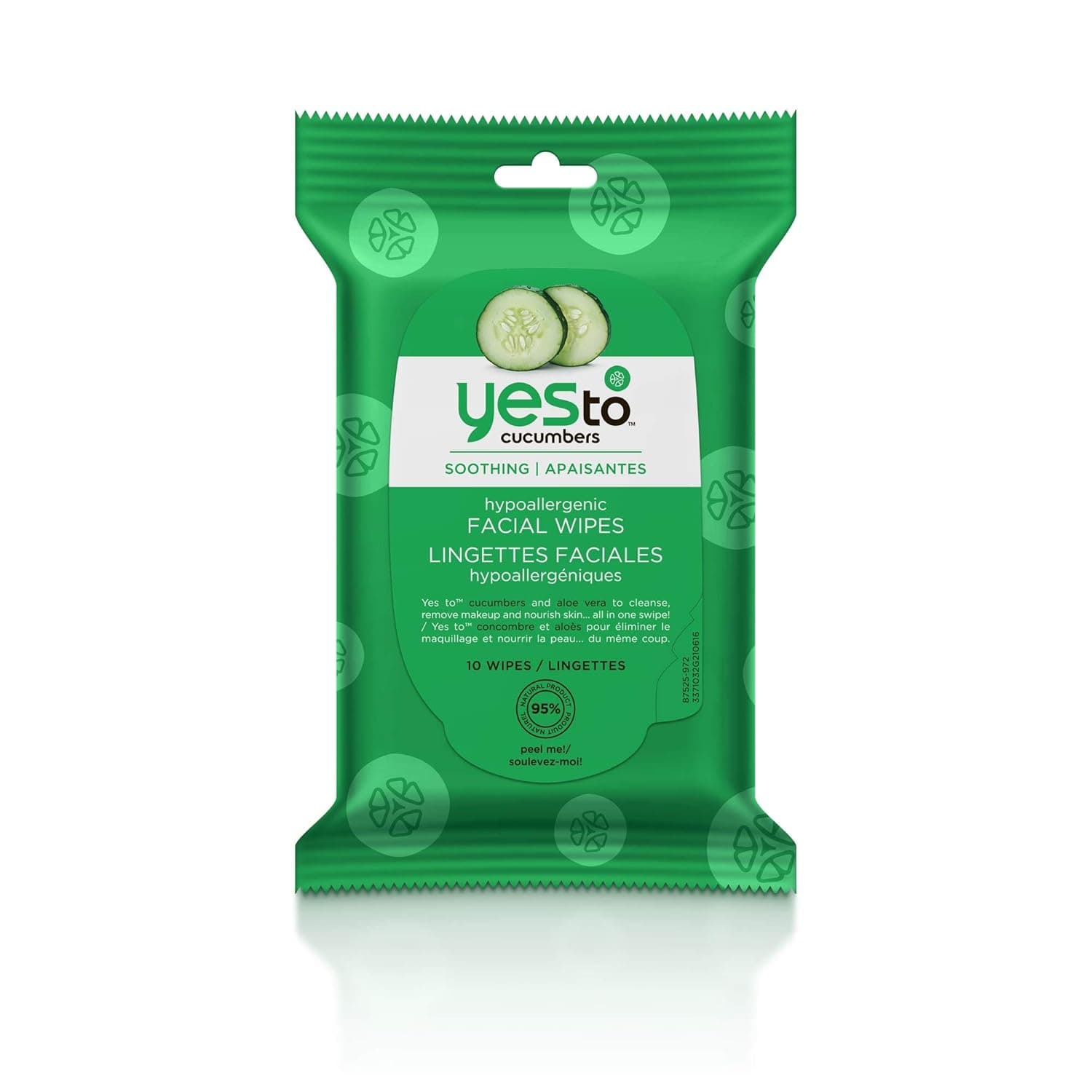Yes To Cucumbers Face Wipes for Sensitive Skin Soothing Travel Facial Wipes | 10 Count (Model: 3371028)