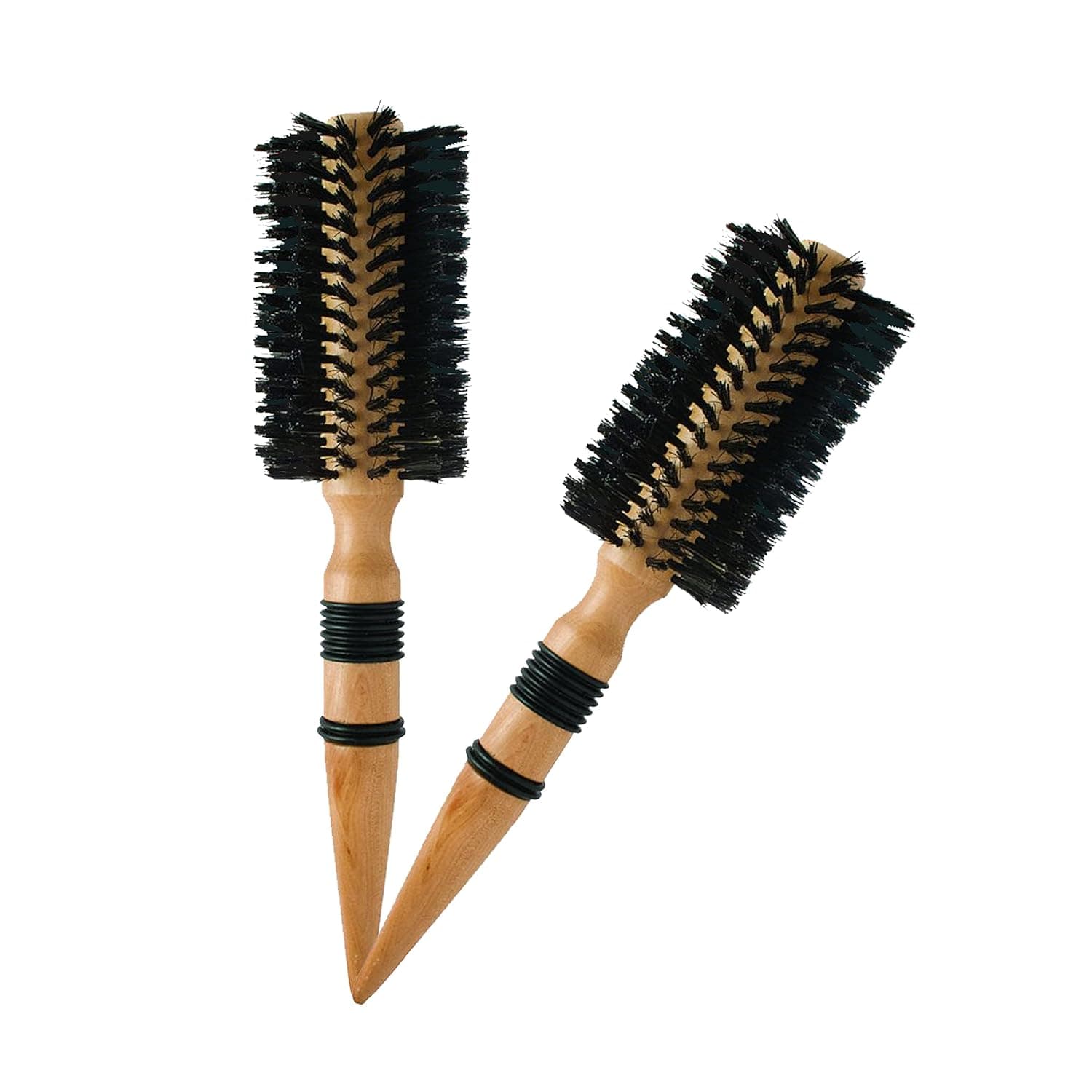 Always23 Boar Bristle Round Hair Brush, 100% Natural Boar Bristle Round Brush, Soft Boar Bristle Brush, Brown Round Hair Brush, 2 Pack