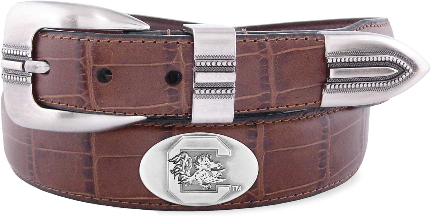 Zeppelin Products Inc. NCAA South Carolina Fighting Gamecocks Crocodile Tip Leather Concho Belt