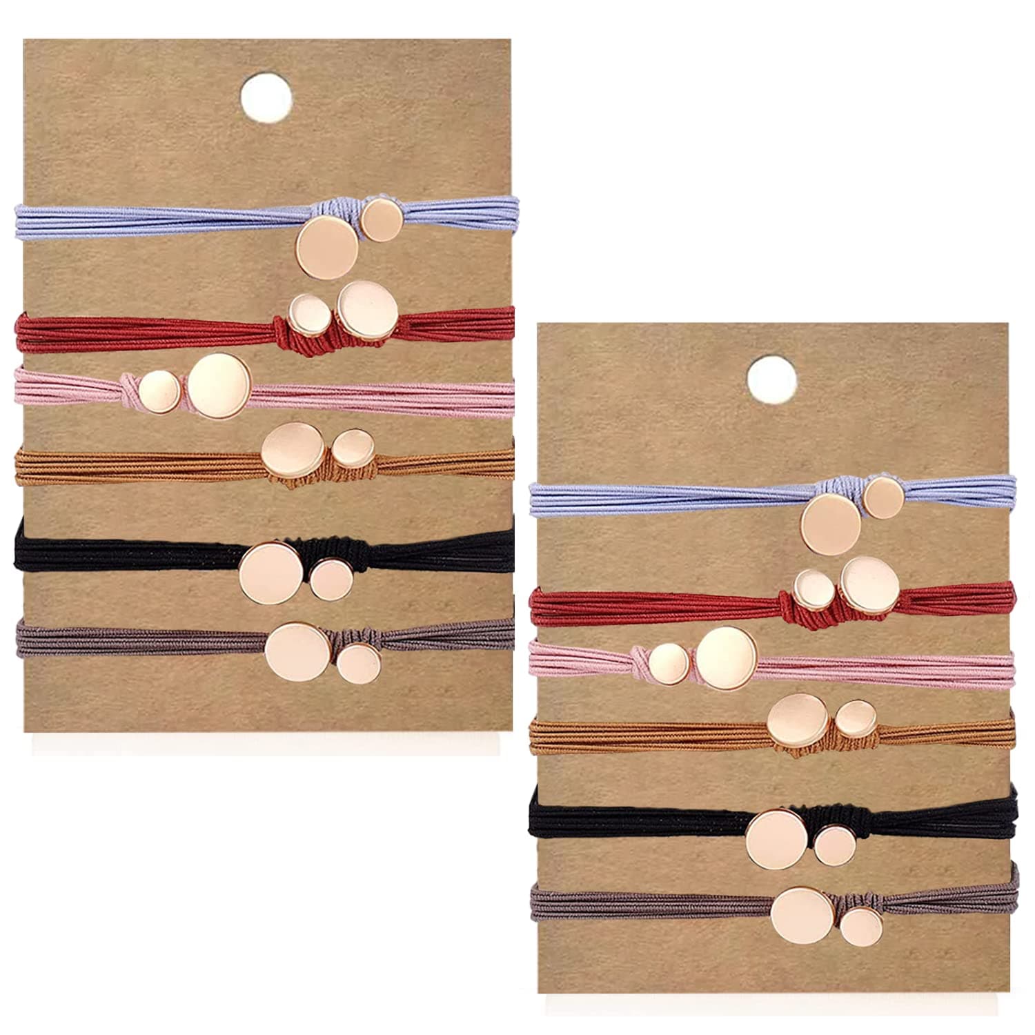 Hair Ties,OWCATH 12 Pcs Hair Ties for Women + Bracelet Hair Ties, Boho Bracelet Hair Ties for Women 's Thick Hair,Spiral Hair Ties Hair Elastics - Cute Hair Ties,No Damage 6 Colors(No Cardboard)