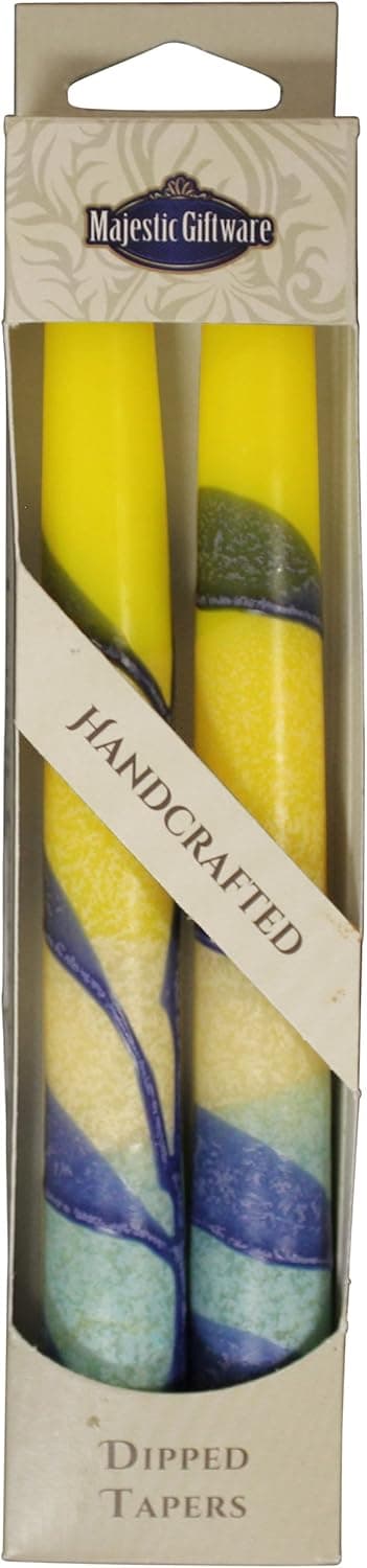 Majestic Giftware SC-HRT10-Y Safed Taper Candle, 10-Inch, Harmony Yellow, 2-Pack