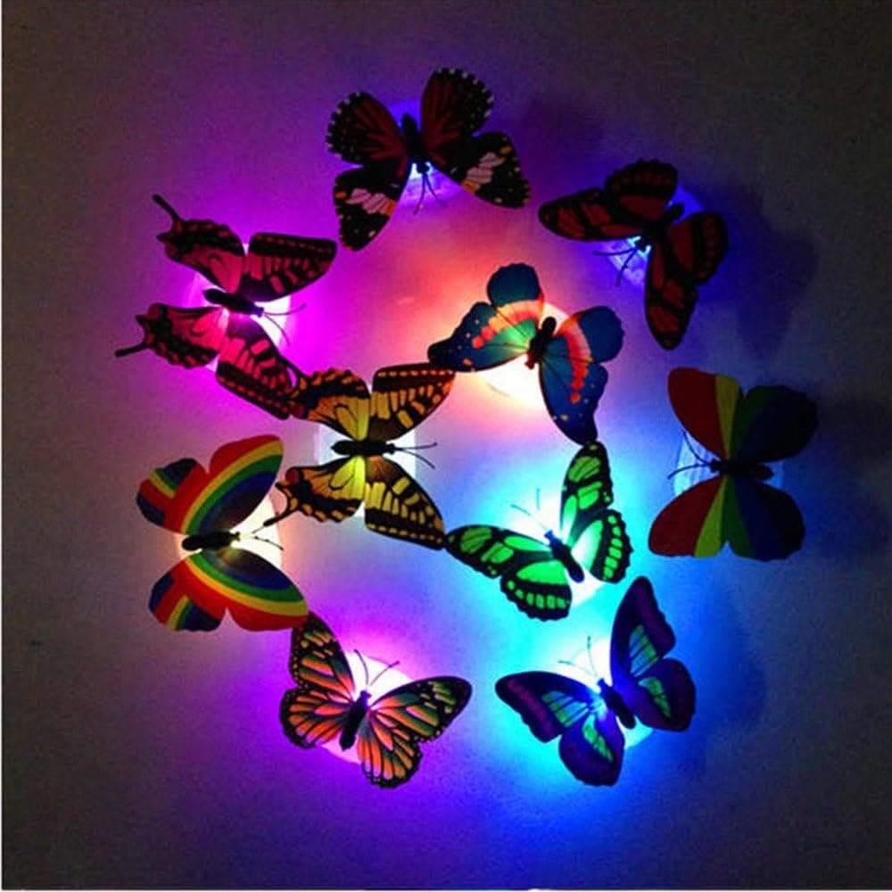 Wffo LED Night Light, Butterfly LED Night Light Lamp with Colorful Changing for Home Room Party Desk Wall Decor (15pcs)