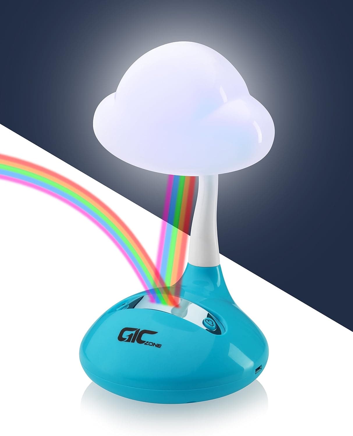 GicZone Rainbow Projector & Night Light - Multifunction Tabletop Multicolor LED Lamp for Kids Bedroom - Blue