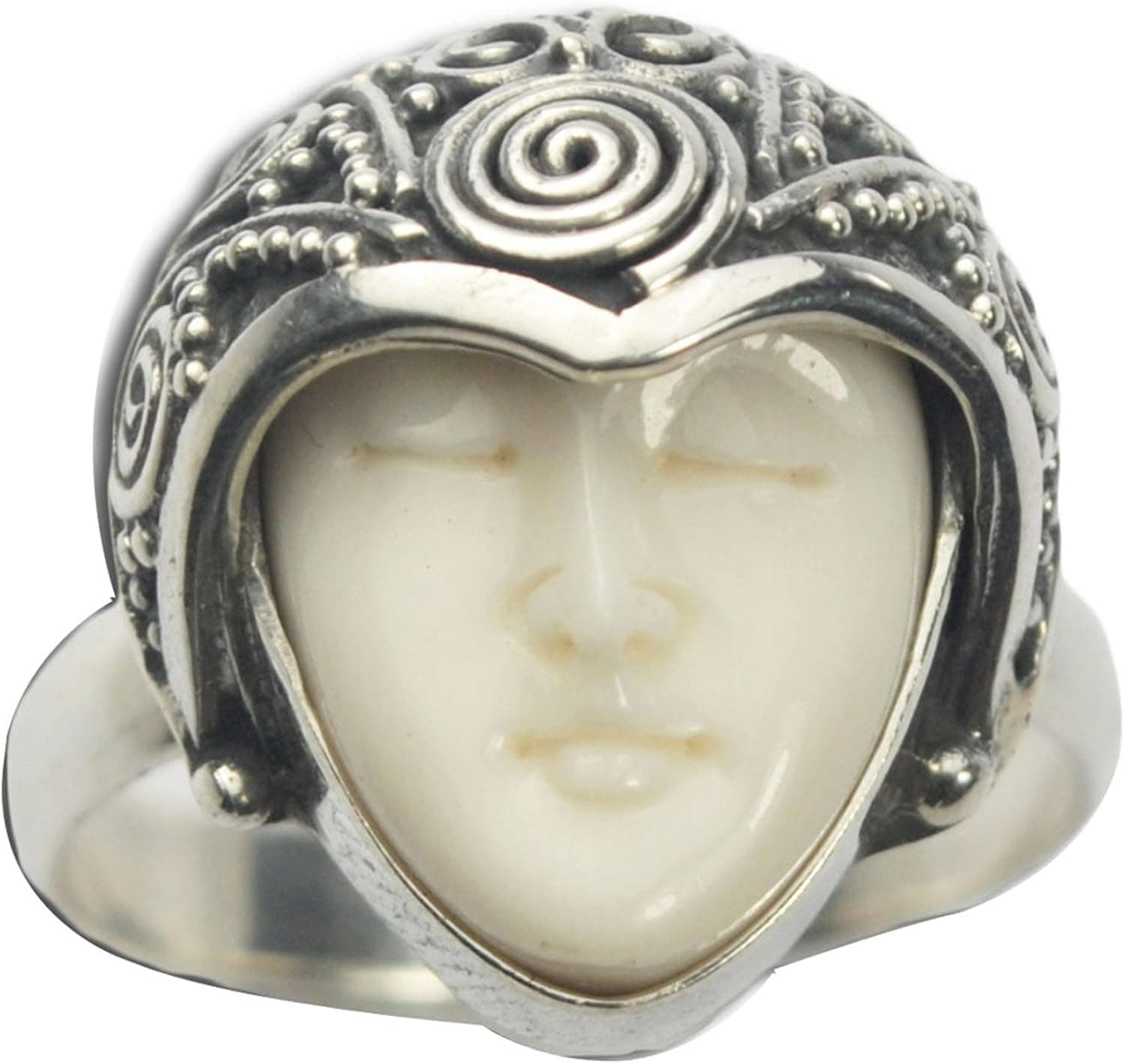 Sz 9 Goddess Face Sterling Silver 925 Ring