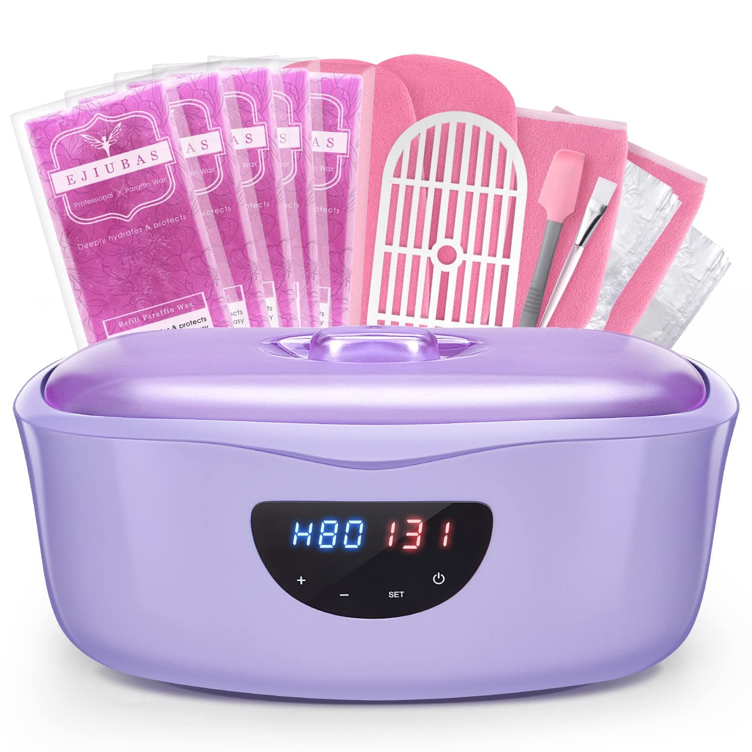 Paraffin Wax Machine for Hand and Feet - Ejiubas 5000ML Paraffin Wax Bath with Ready to Use Reminder, Real Time Temperature Monitor,20Min Fast Wax Meltdown Paraffin Wax Warmer Moisturizing Kit