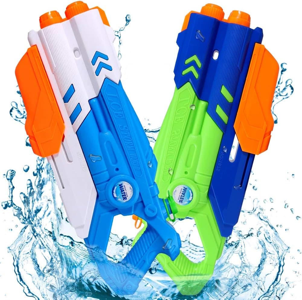 High Powered Water Guns, 35 Feet Long Range Water Squirt for Kids and Adults, 1200CC 2 Pack Squirt Guns for Swimming Pools Party Outdoor Beach Sand