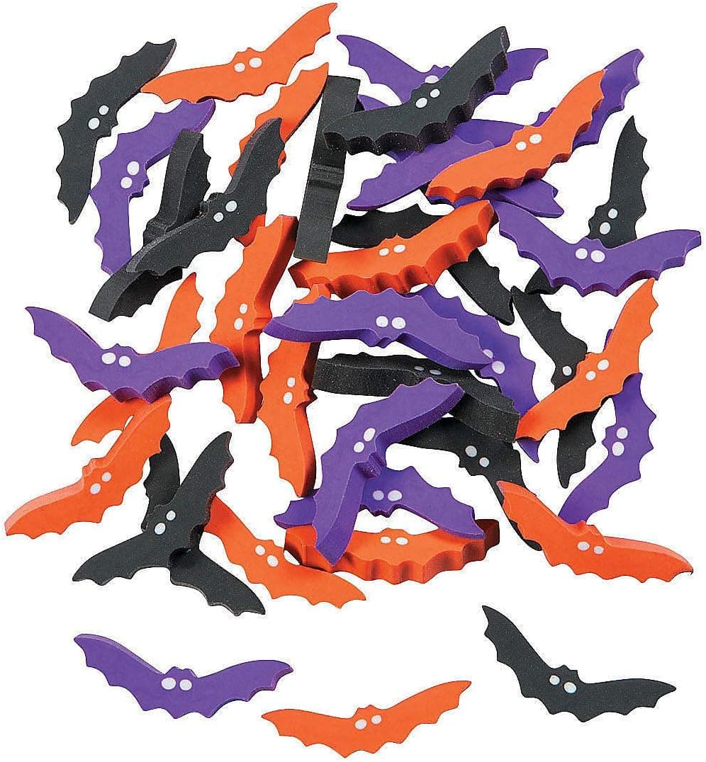 Fun Express Mini Bat Erasers for Halloween - Stationery - Pencil Accessories - Erasers - Halloween - 144 Pieces