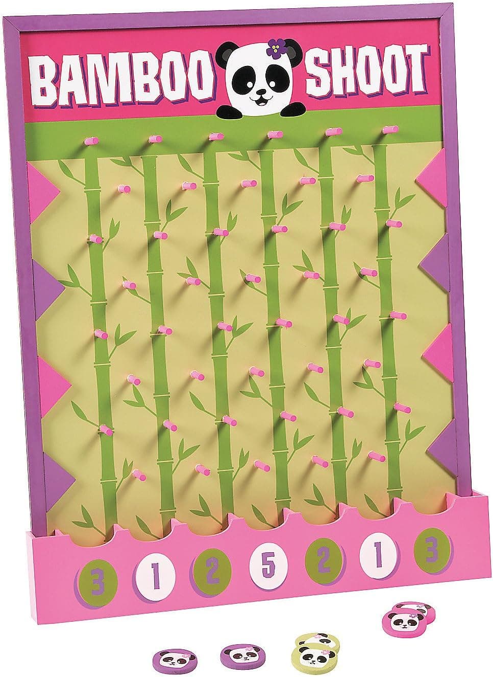 Fun Express Panda Disk Drop Game (Wood Board with 6 Coins) Birthday Party Game and Activities