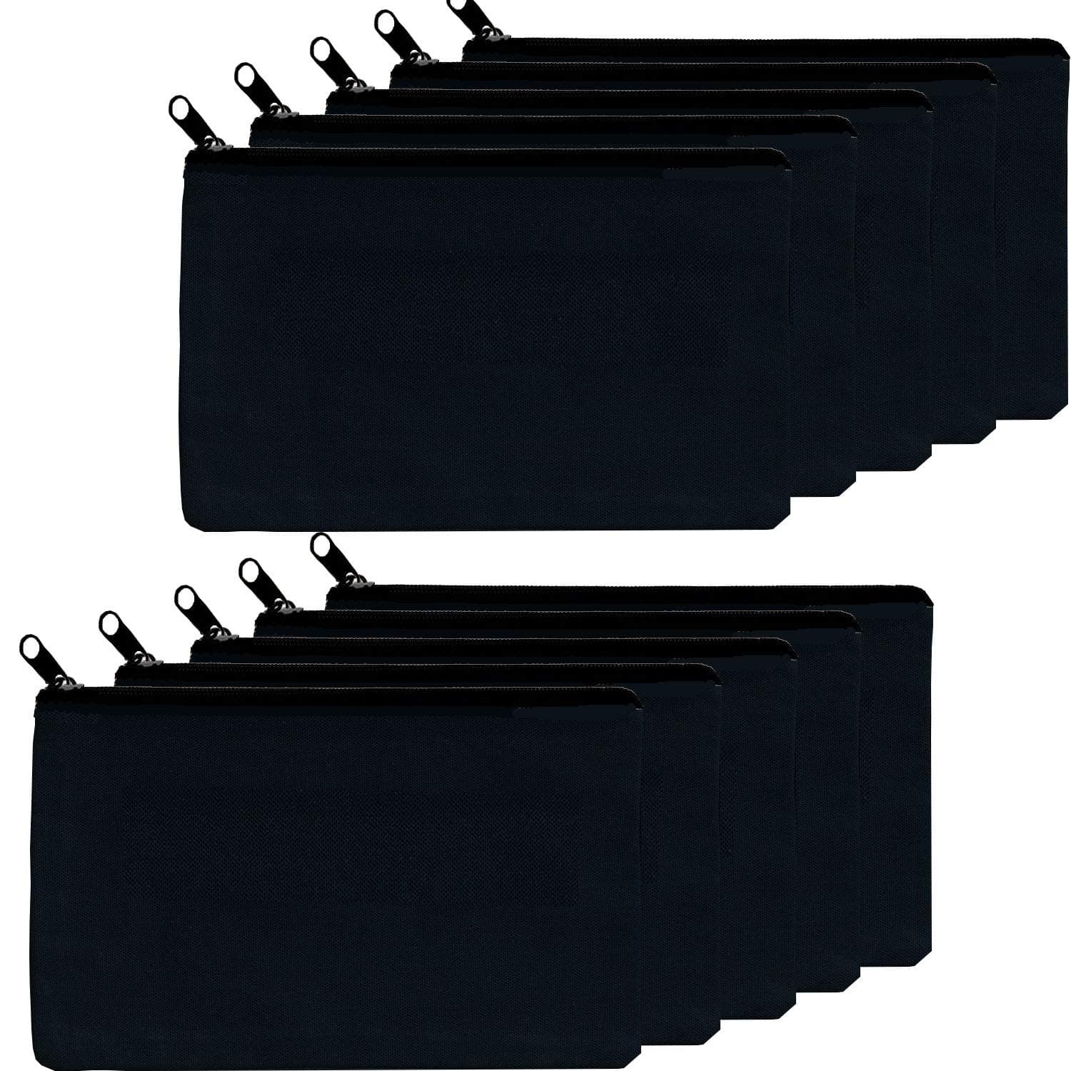 Multipurpose Cosmetic Bag with Zipper - 10 Packs Plain DIY Natural Make-Up Pouch, Cotton Canvas Pen Pencil Bag for Women and Teens