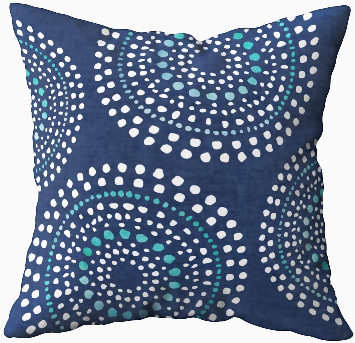 Musesh Primitive Boho Mosaic Pattern Aqua Navy Cushions Case Throw Pillow Cover for Sofa Home Decorative Pillowslip Gift Ideas Household Pillowcase Zippered Pillow Covers 20X20Inch