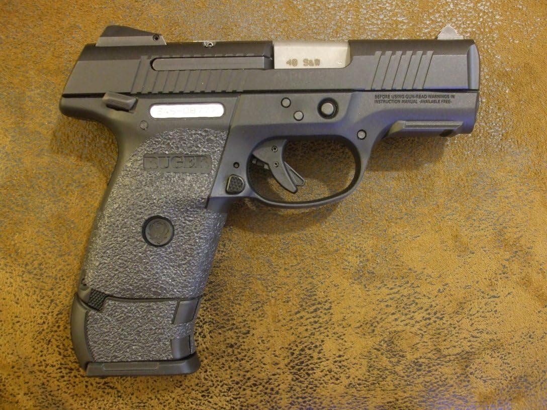 Black Textured Rubber (Peel and Stick) Grip Enhancements for The Ruger SR9C and SR40C Without a Trigger Guard Laser