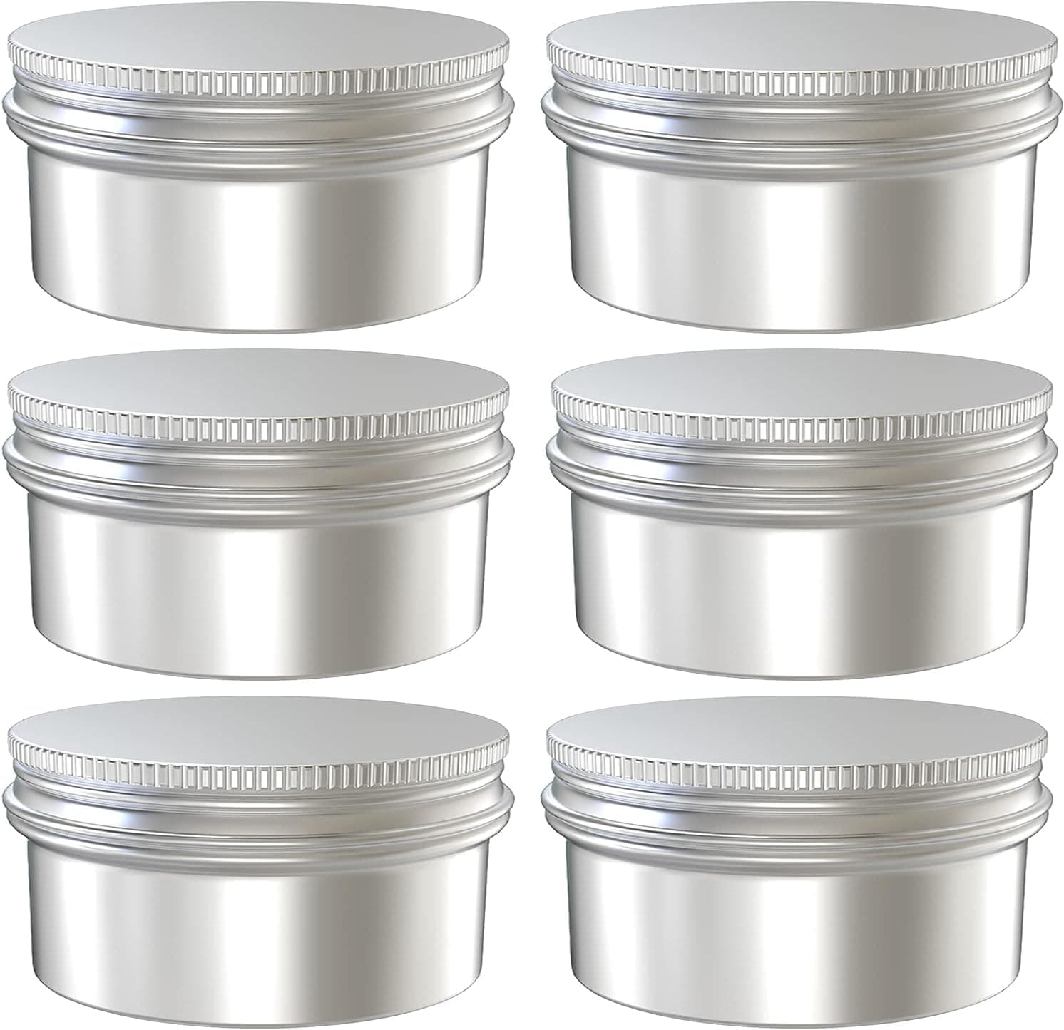 6 Pack 6 Ounce Aluminum Tin Cans Round Metal Jars Containers with Screw Lid for Kitchen Spice Storage, Balm, Salve, Candle Making Jars