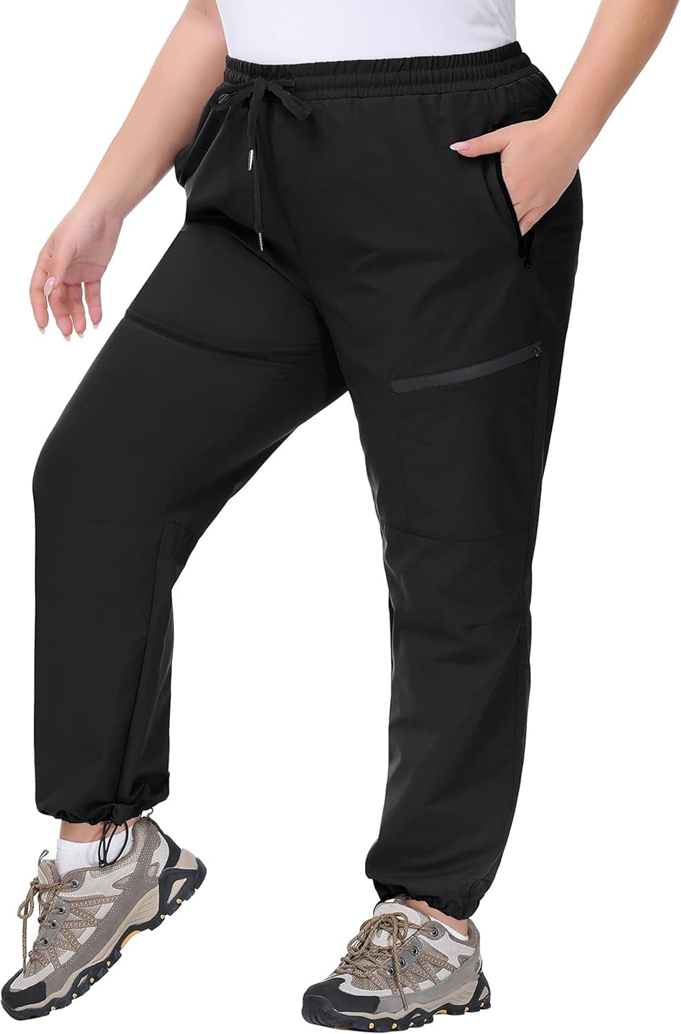 Hanna Nikole Women's Plus Size Cargo Pants Outdoor Lightweight Hiking Capris Water Resistant Zipper Pockets