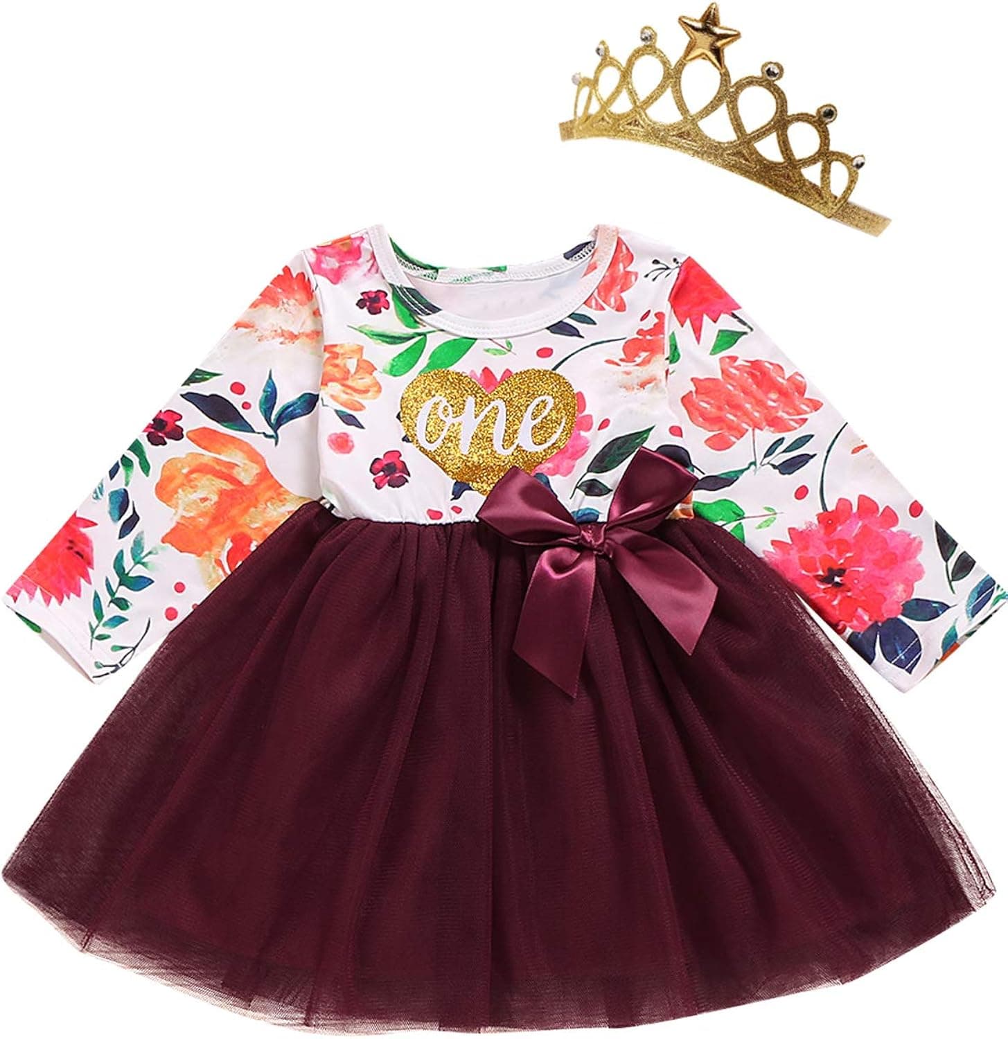 Shalofer Baby Girl Birthday Dress Set Little Girls Floral Lace Outfit Sets