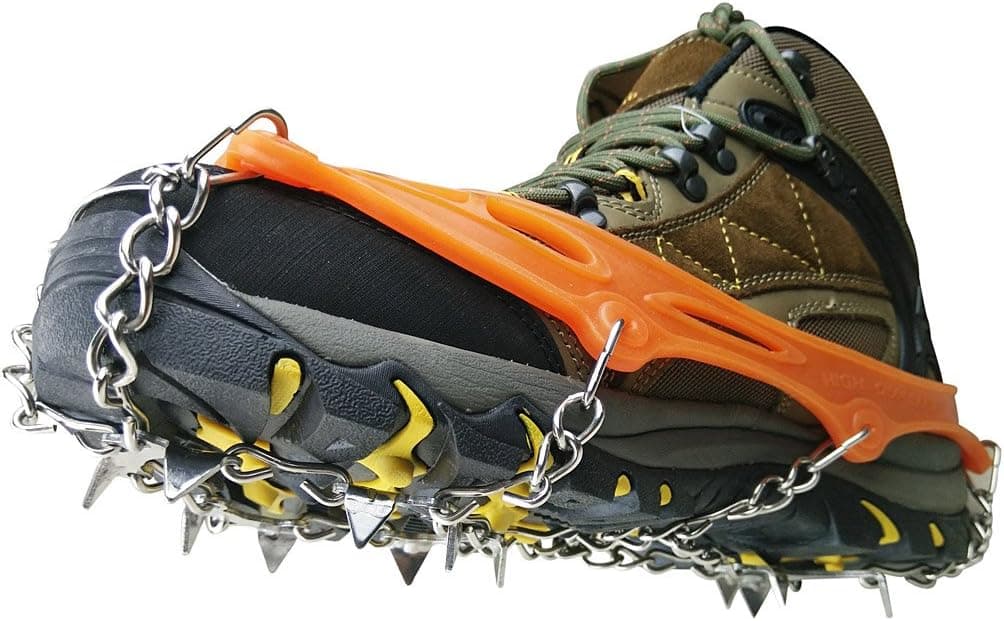 BINGUO 12 Teeth Anti-Slip Traction Cleats Grips Crampon for Snow and Ice Safe Protect Shoes Boots