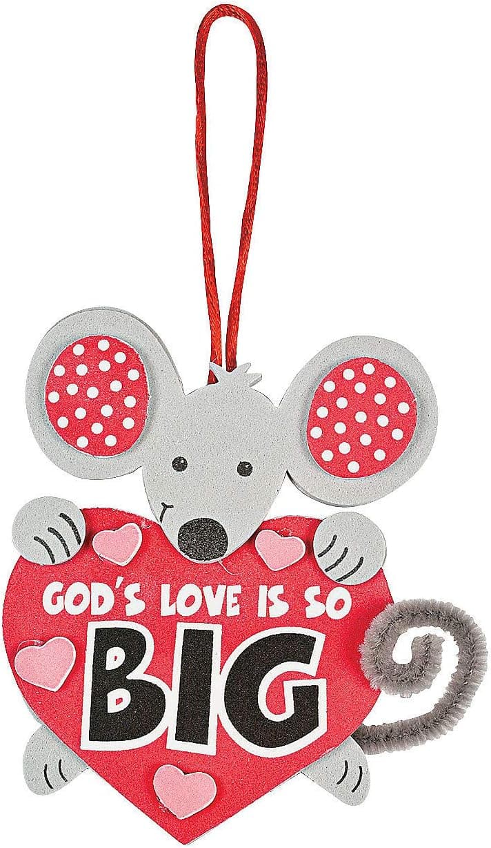 Gods Love is So Big Mouse Craft Kits - Makes 12 - Valentine's Day and Sunday School Crafts for Kids and Fun Home Activities