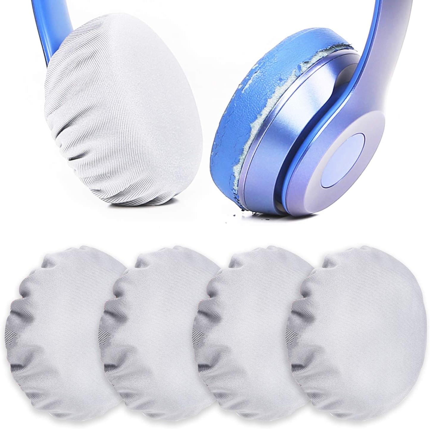 Aleicx 2 Pairs Washable Sanitary Earpads Covers Compatible/Replacement for Beats Studio 3 / Studio 2,Bose QC25 QC35,Earpads Good for Gym, Training, Gaming (Gray)
